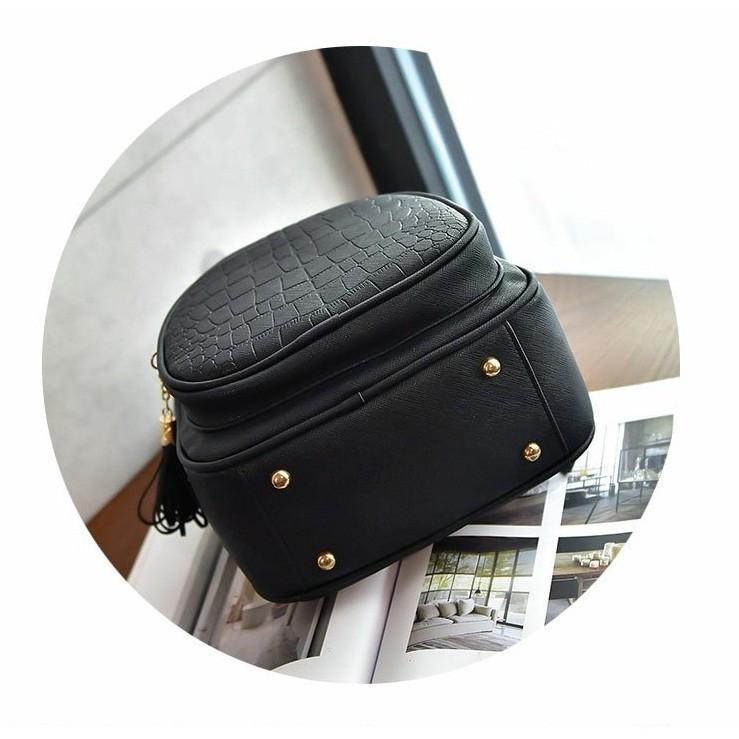 Balo Da Thời Trang Vân Cá Sấu Đen