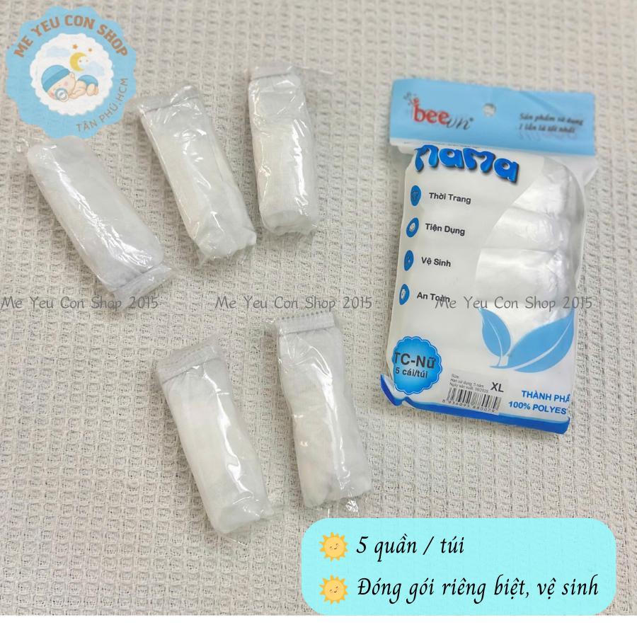 [Túi 5c] Quần lót cotton miễn giặt dùng 1 lần MAMA dùng đi du lịch/quân sự/mẹ bầu/sau sinh - 1 Gói (5 quần)
