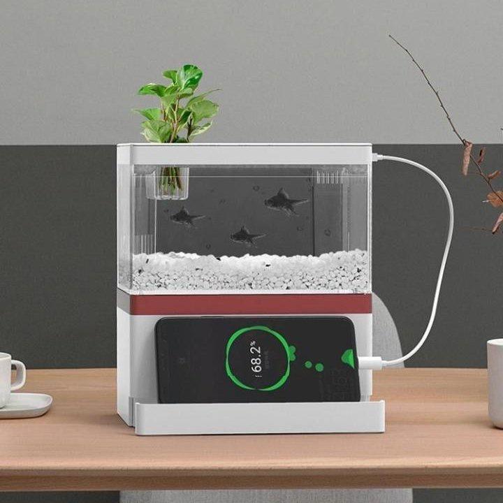 Bể Cá Mini FISH TANK Để Bàn Làm Việc Đa Chức Năng Hồ Thủy Sinh M9