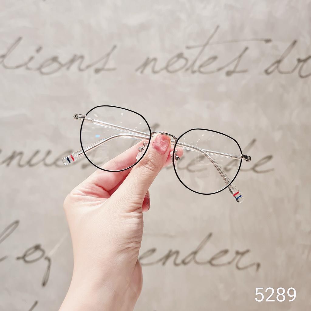 Gọng kính giả cận nam nữ LILYEYEWEAR mắt tròn kim loại thanh mảnh phụ kiện thời trang 5289