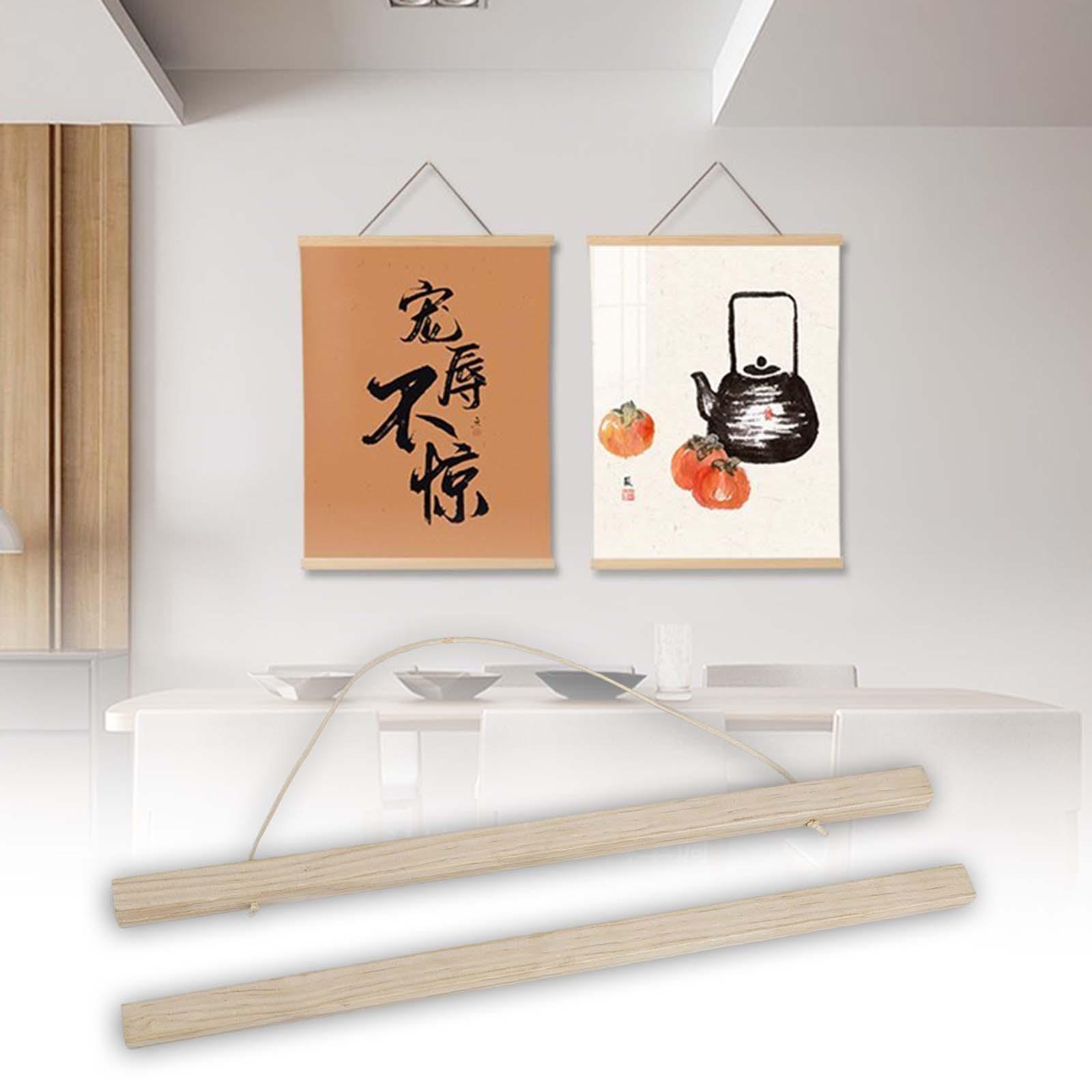 Poster Hanger Frame Wooden for Maps Painting Scroll Picture Clip