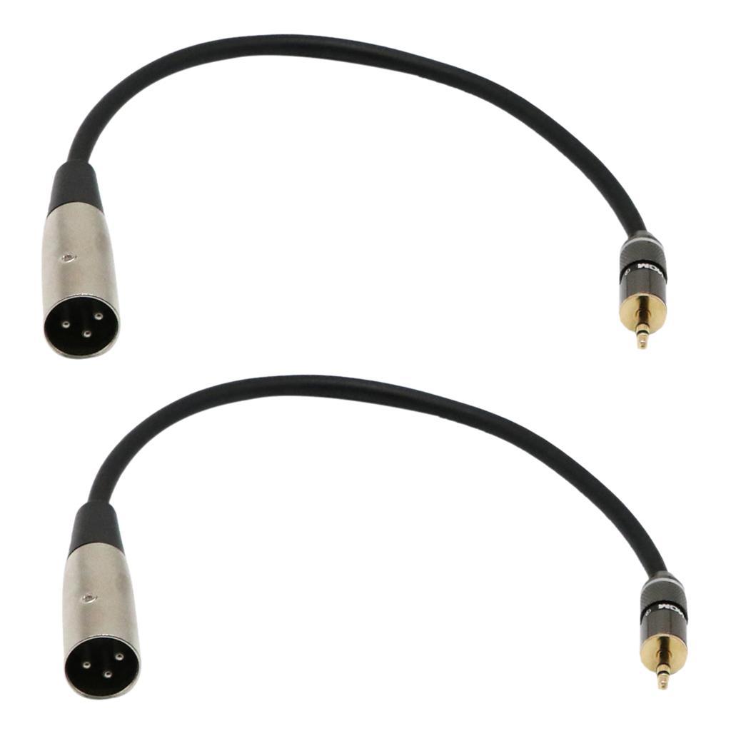 2 Pieces 1ft Cable 1/8'' TRS Stereo to XLR Male Cables 3.5mm to XLR-M