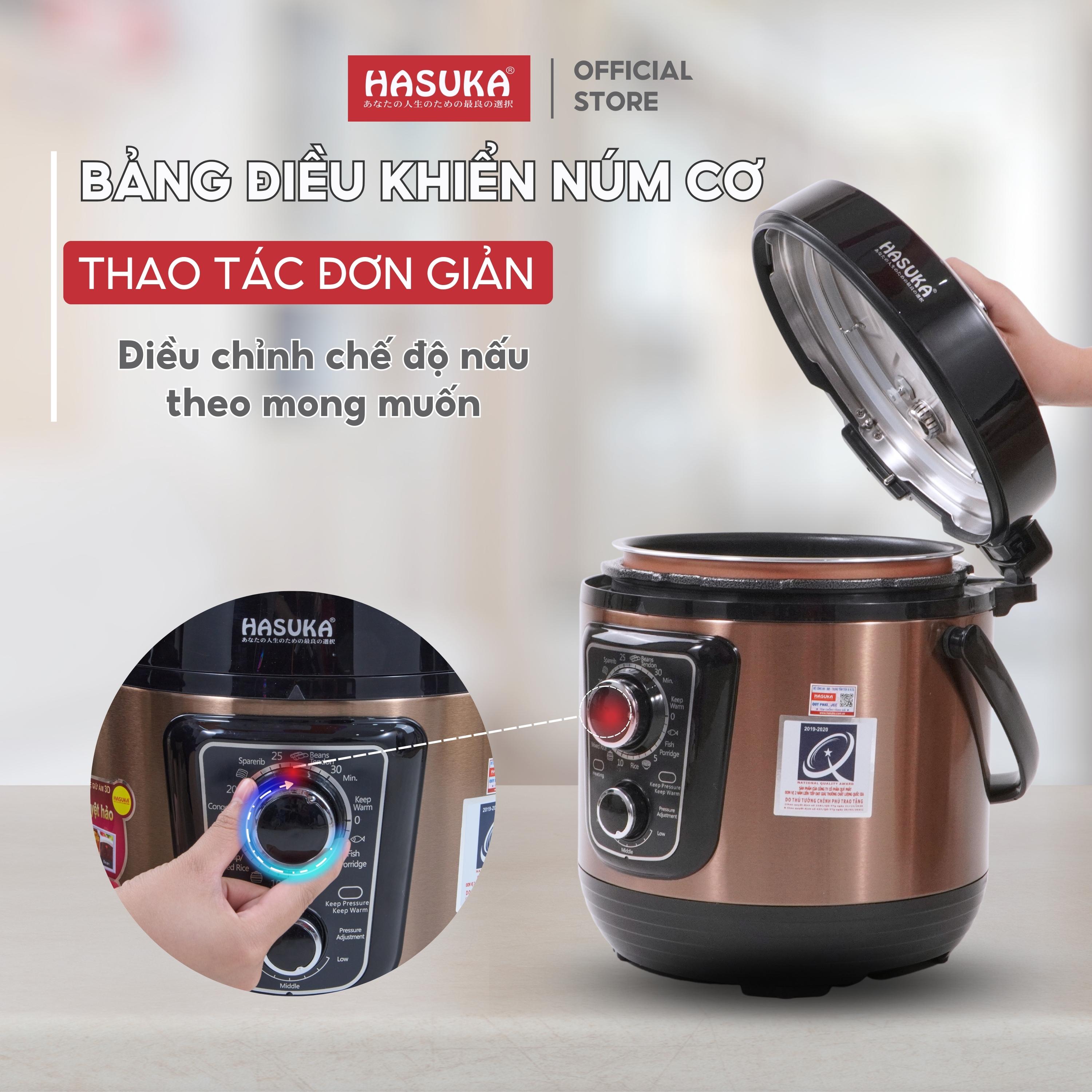 Nồi áp suất điện đa năng Hasuka HSK-988 dung tích 6L, công suất 1000W- Thiết bị nấu ăn hiện đại và tiện lợi - HÀNG CHÍNH HÃNG  (BH 12 tháng)