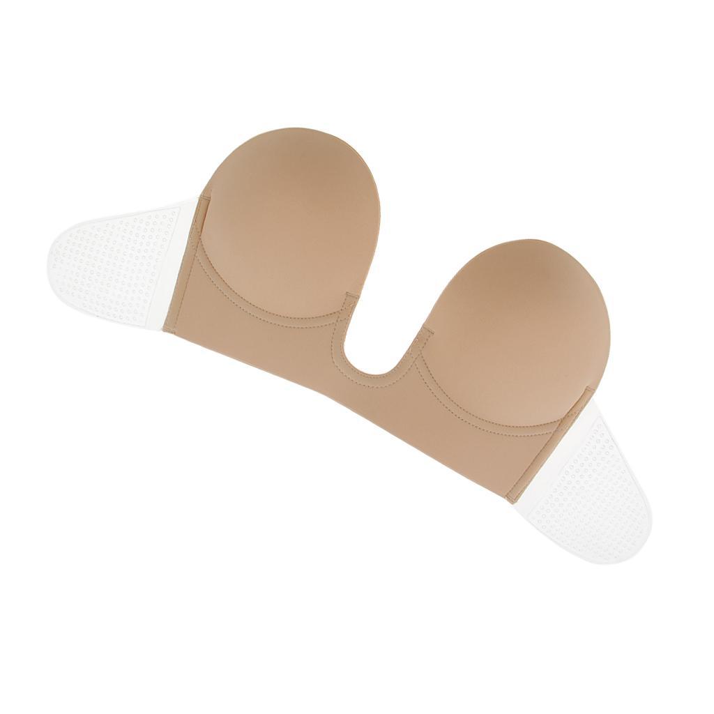 Women Lady Invisible Push Up Bra Strapless Bra Sticky Self-adhesive Silicone Deep U Plunge Backless Bras