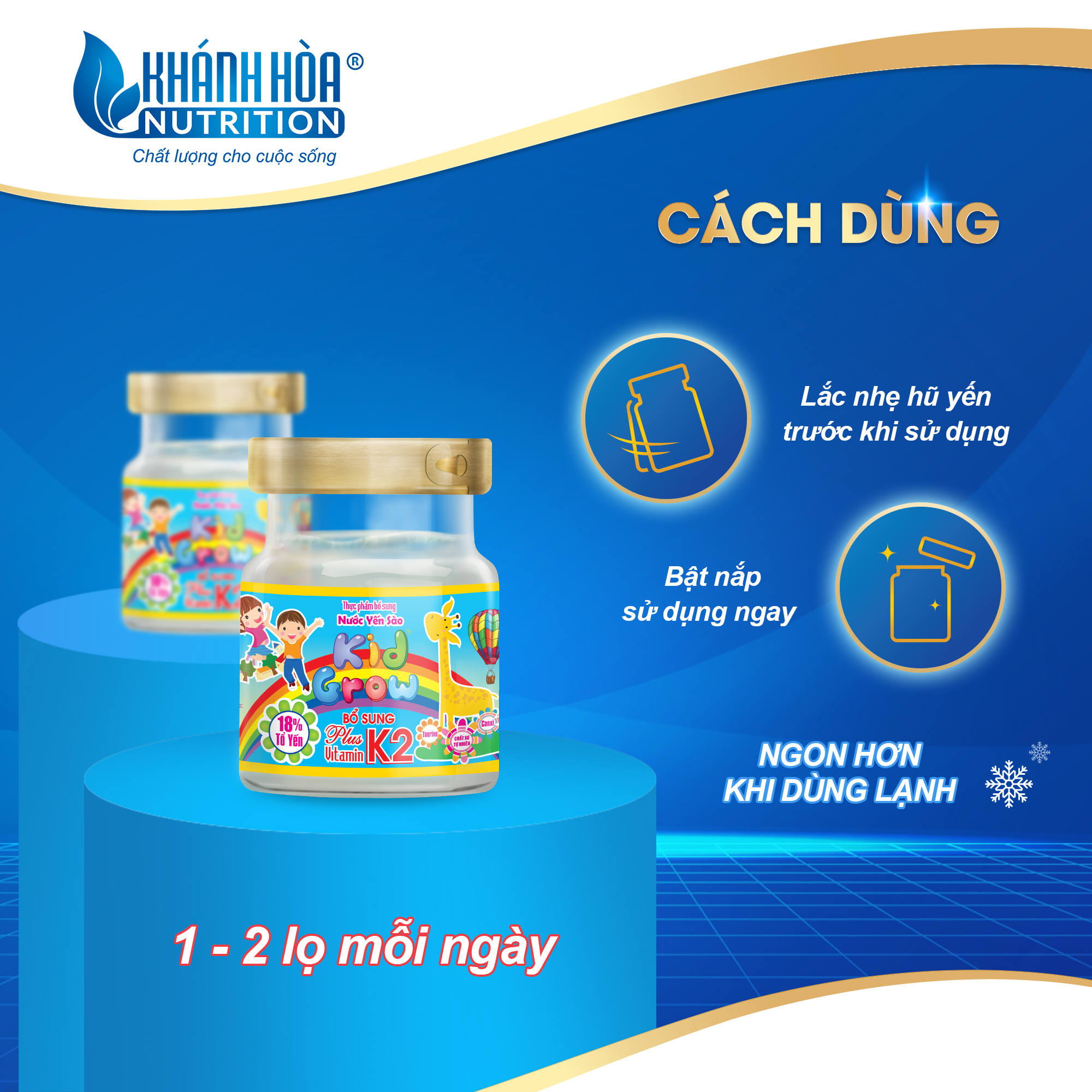 Nước Yến Sào Kidgrow 18% Bổ Sung Vitamin K2 - Khánh Hòa Nutrition - Lọ 70 ML