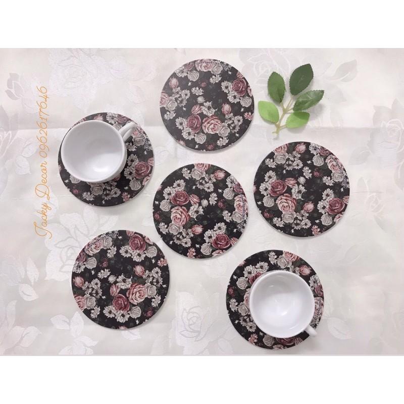 Miếng LÓT CỐC hoạ tiết Vintage, CHỐNG THẤM NƯỚC, SIÊU BỀN - Hàng Đẹp