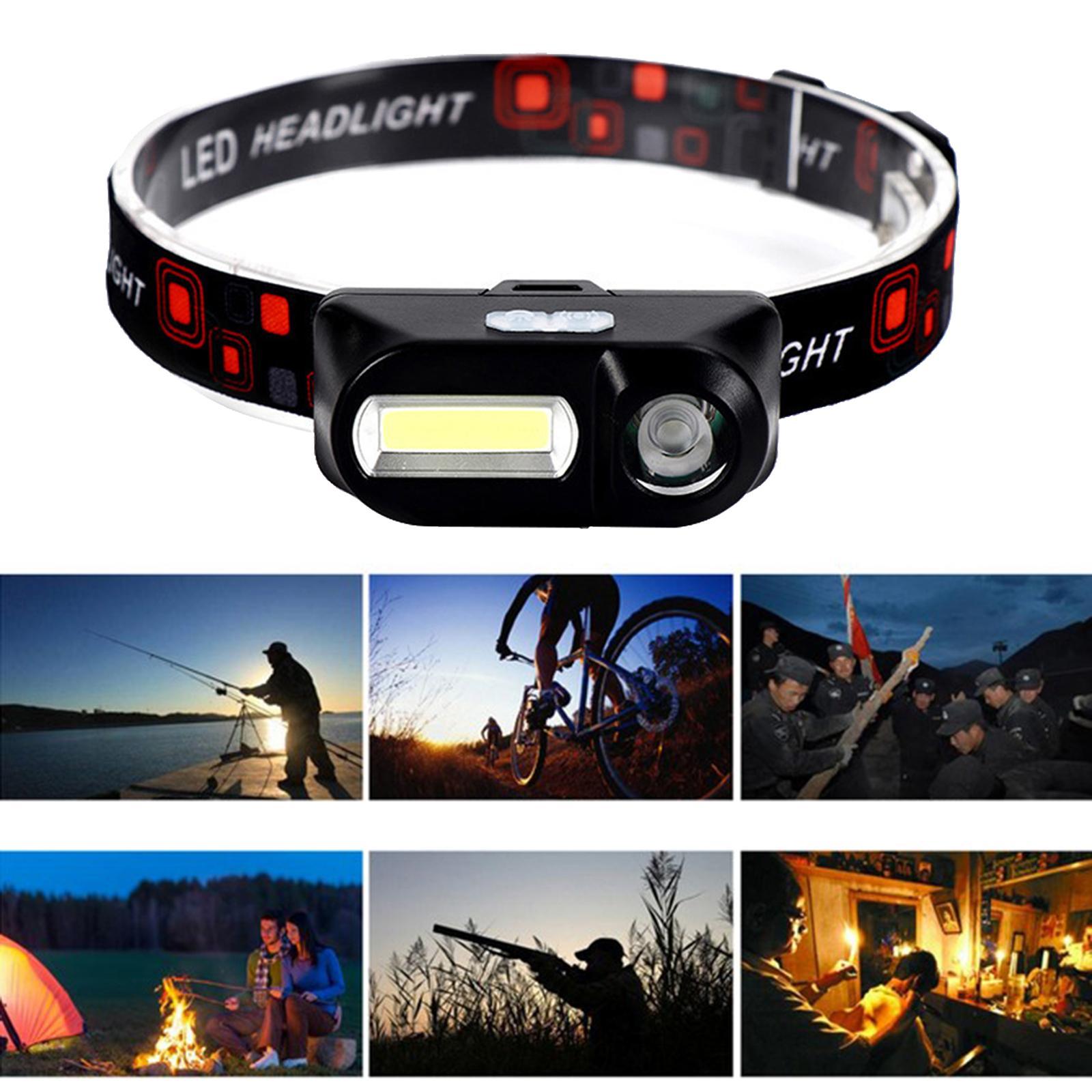 2x LED Outdoor Headlight USB Outage Head Torch Head Light Emergency Headlamp