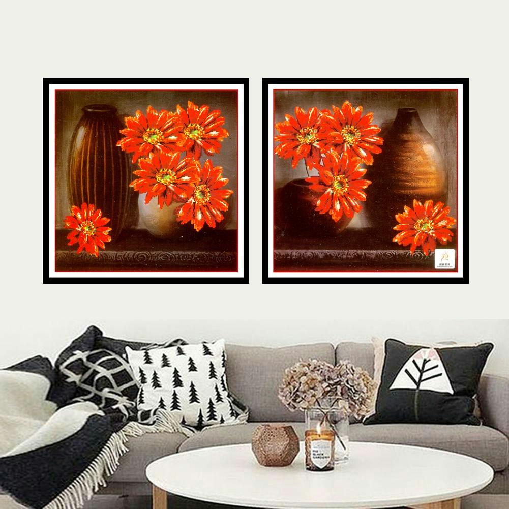 Tranh thêu chữ thập bình hoa nghệ thuật D1163 - tự thêu