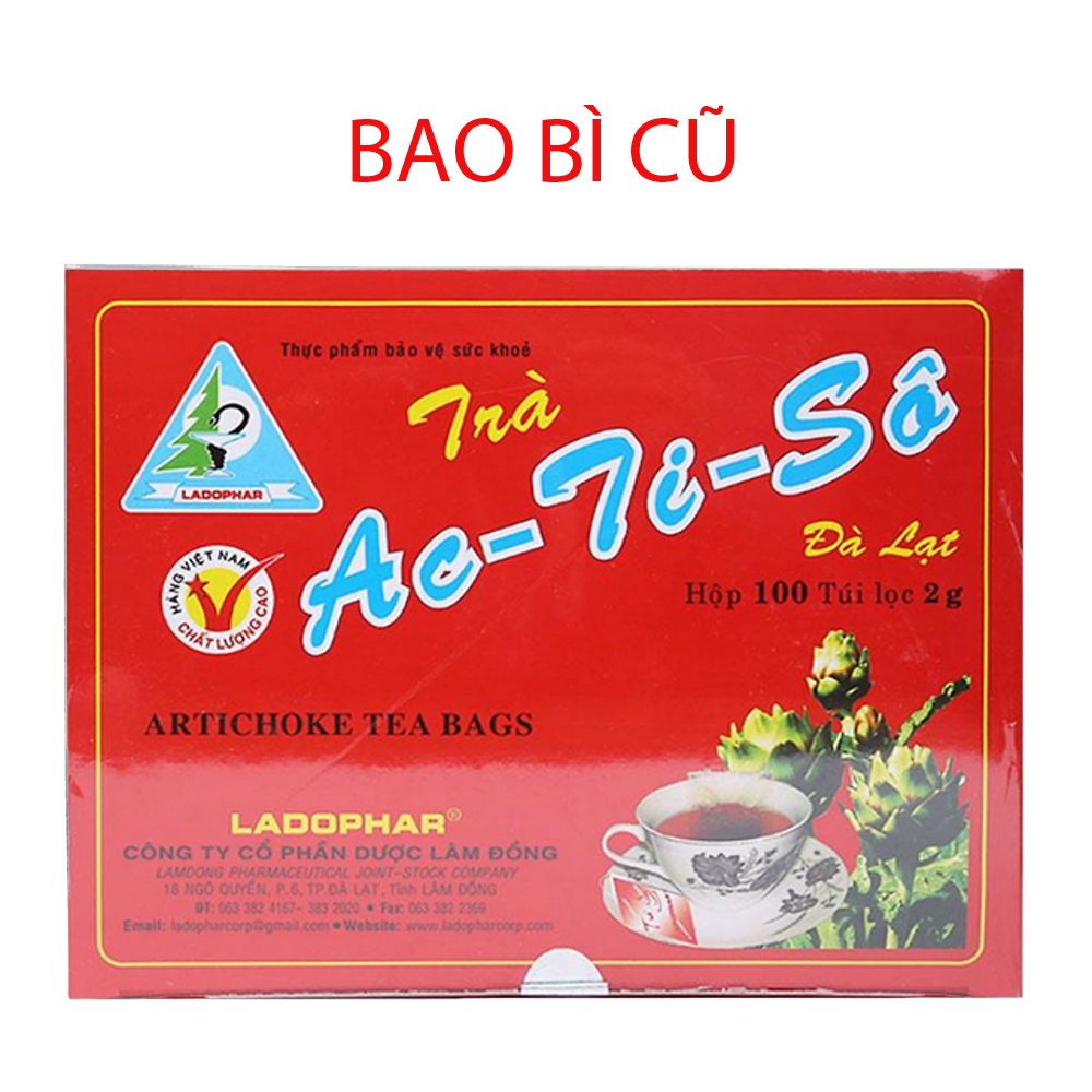 Trà atiso Ladophar hộp 100 túi lọc tặng 1 túi trà giúp mát gan thông mật lợi tiểu