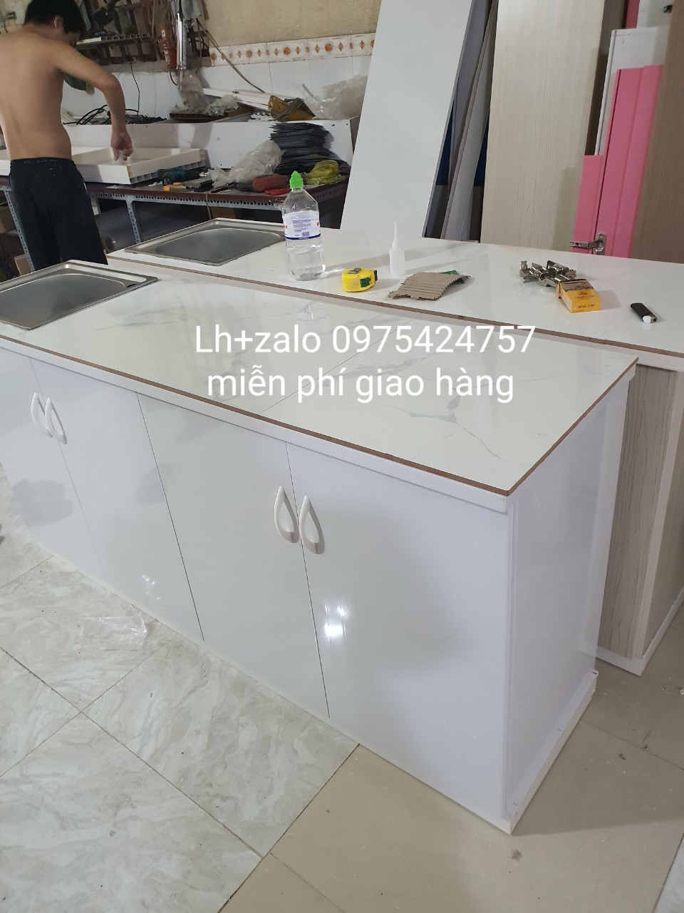 Tủ bếp mini sẵn bồn nhựa đài loan