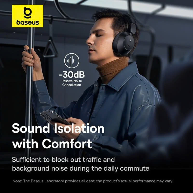 Tai Nghe Chụp Tai Bluetooth Baseus Bass 30 Max (Bluetooth 5.3, -30dB, Noise Cancellation Over Headset, Ultra Low Latency, 50H Time) hàng chính hãng