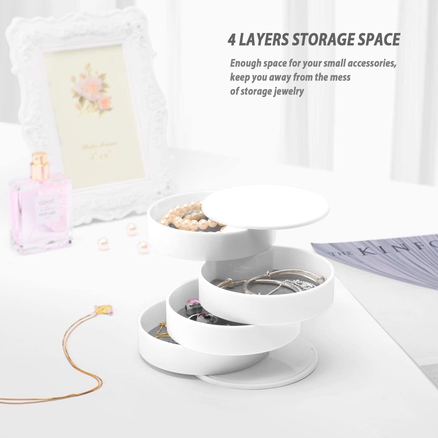Dụng Cụ Tổ Chức Trang Sức, Hộp Đựng Trang Sức Nhỏ Đựng Bông Tai Cho Nữ, Hộp Đựng Trang Sức 4 Lớp Xoay Được
