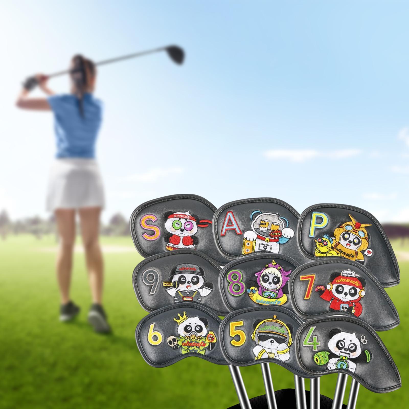9x Golf Iron Headcovers Club Head Cover Protection Guard Men Gift PU Waterproof Embroidery Number Outdoor Sports Protective Headcover Sleeve