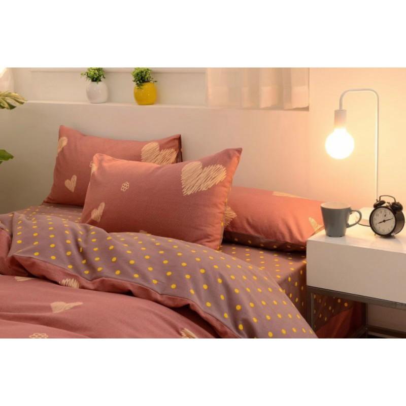 SÉT CHĂN GA GỐI POLY COTTON TIM HỒNG PP