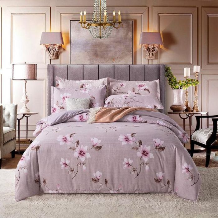 Bộ chăn ga gối Cotton hoa anh đào nhẹ nhàng