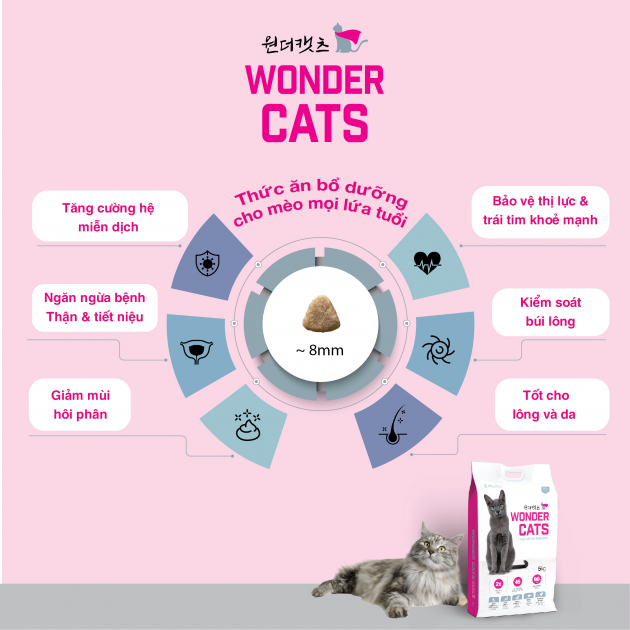 [DATE MỚI/ 5KG] [WONDER CATS] - THỨC ĂN HẠT QUỐC DÂN THƠM NGON, BỔ DƯỠNG CHO MÈO MỌI LỨA TUỔI - THƯƠNG HIỆU HÀN QUỐC