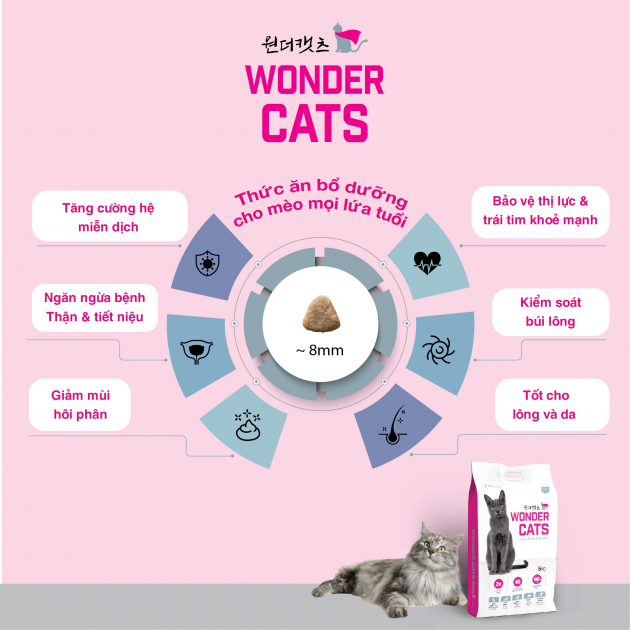 [5KG] [WONDER CATS] - THỨC ĂN HẠT QUỐC DÂN THƠM NGON, BỔ DƯỠNG CHO MÈO MỌI LỨA TUỔI - THƯƠNG HIỆU HÀN QUỐC