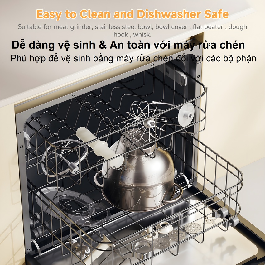 Máy trộn bột, xay thịt, nhồi xúc xích 6 trong 1 thương hiệu Mỹ cao cấp Biolomix BM606EG - Hàng Nhập Khẩu