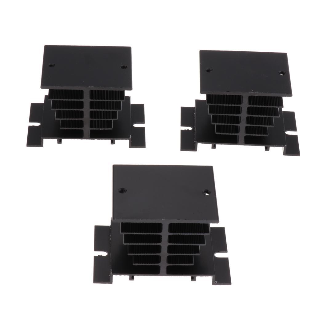 3xBlack  Heat Sink  80*50*50mm for SSR-10DA Heat Dissipation
