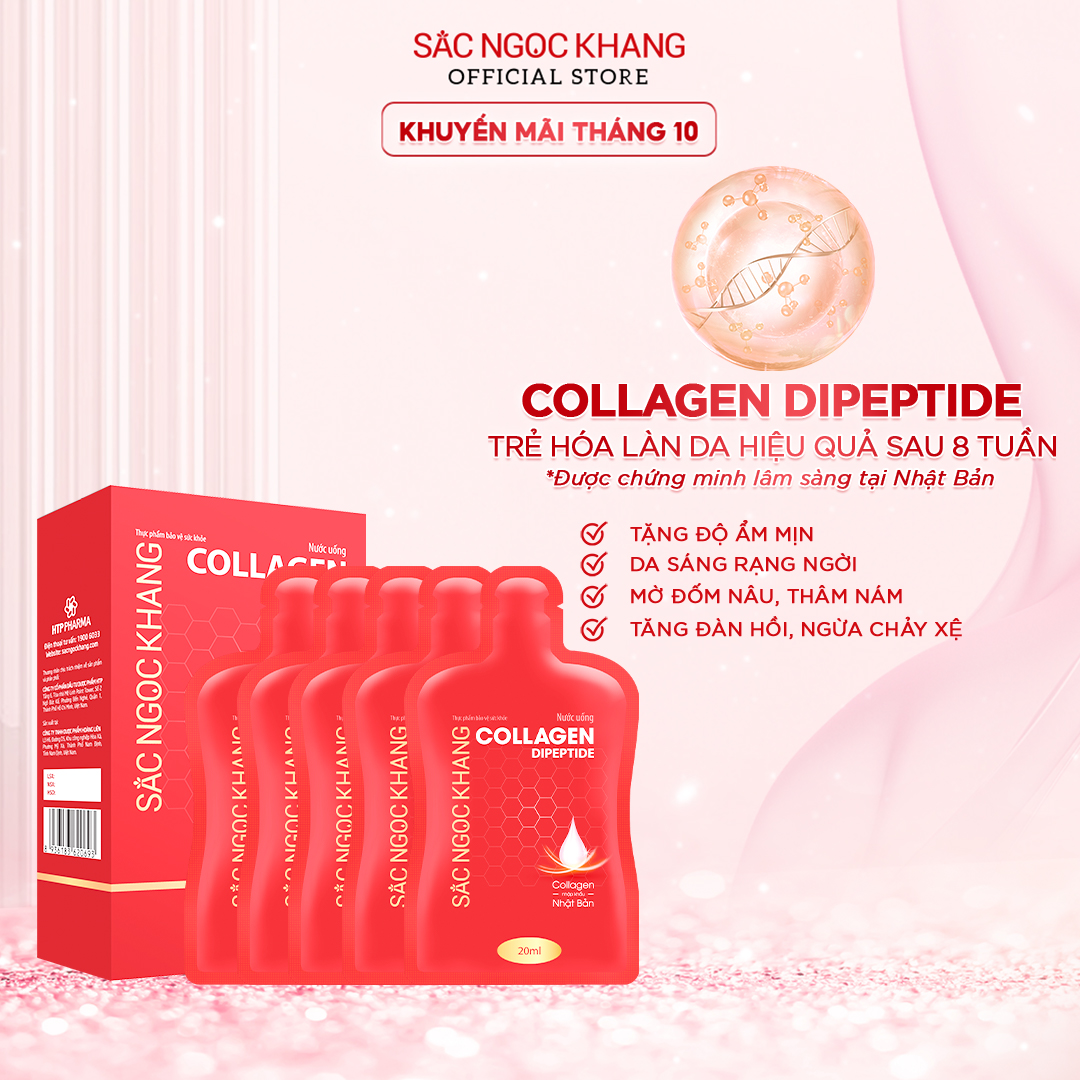 [NEW] Nước uống đẹp da Collagen Dipeptide Sắc Ngọc Khang tinh khiết nhập khẩu từ Nhật Bản, đạt chuẩn hàm lượng hấp thụ nhanh & vượt trội giúp trẻ hóa làn da - săn chắc và sáng mịn