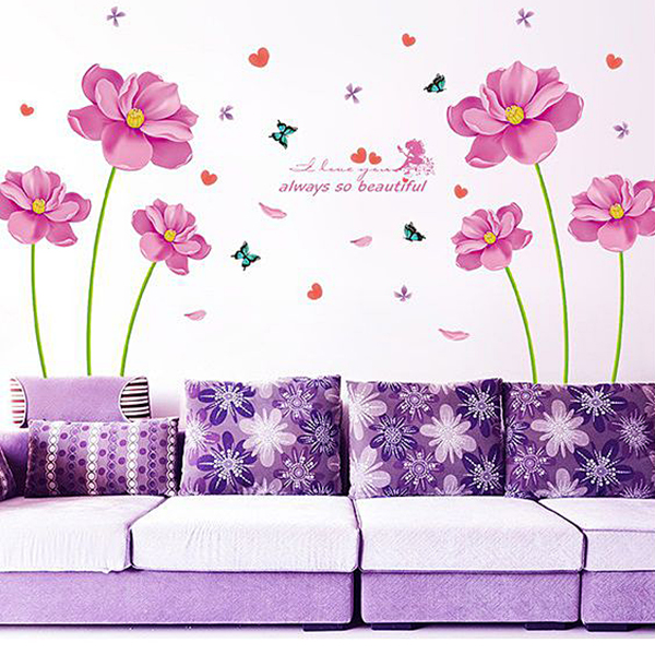 Decal Dán Tường Hoa Hồng Cánh Kép Lãng Mạn - 2 Bộ (150 x 260 cm)