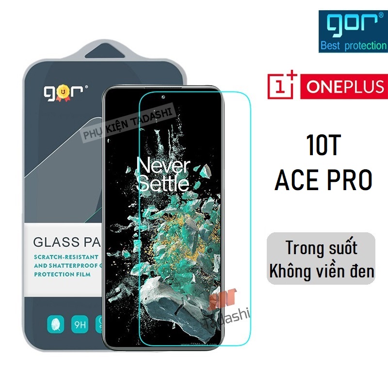 Bộ 2 Kính Cường Lực Gor cho Oneplus 10T/ Oneplus ACE Pro Trong Suốt, Không Viền Đen 9H Vát 2.5D ( 2 miếng) - Hàng nhập khẩu