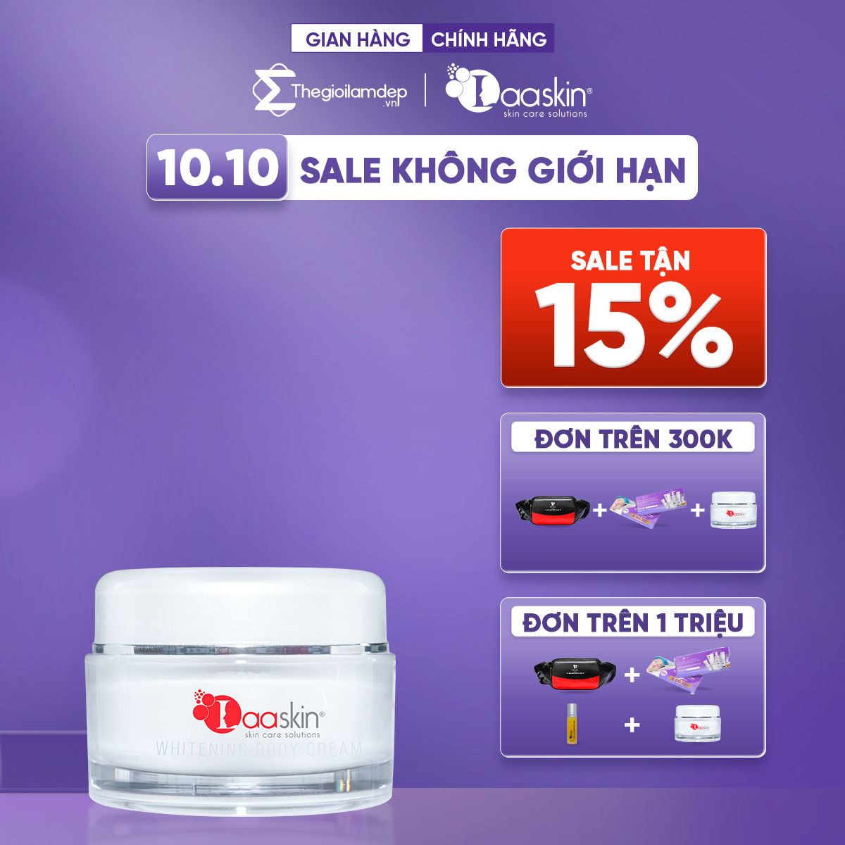Kem dưỡng trắng da body Laaskin ngăn các vết thâm, độ chống nắng SPF 45++ 250gr