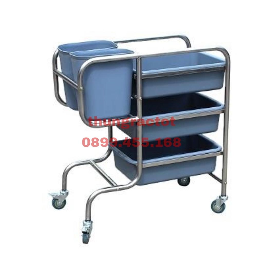 Xe dọn chén dĩa 3 tầng, xe thu gom chén dĩa