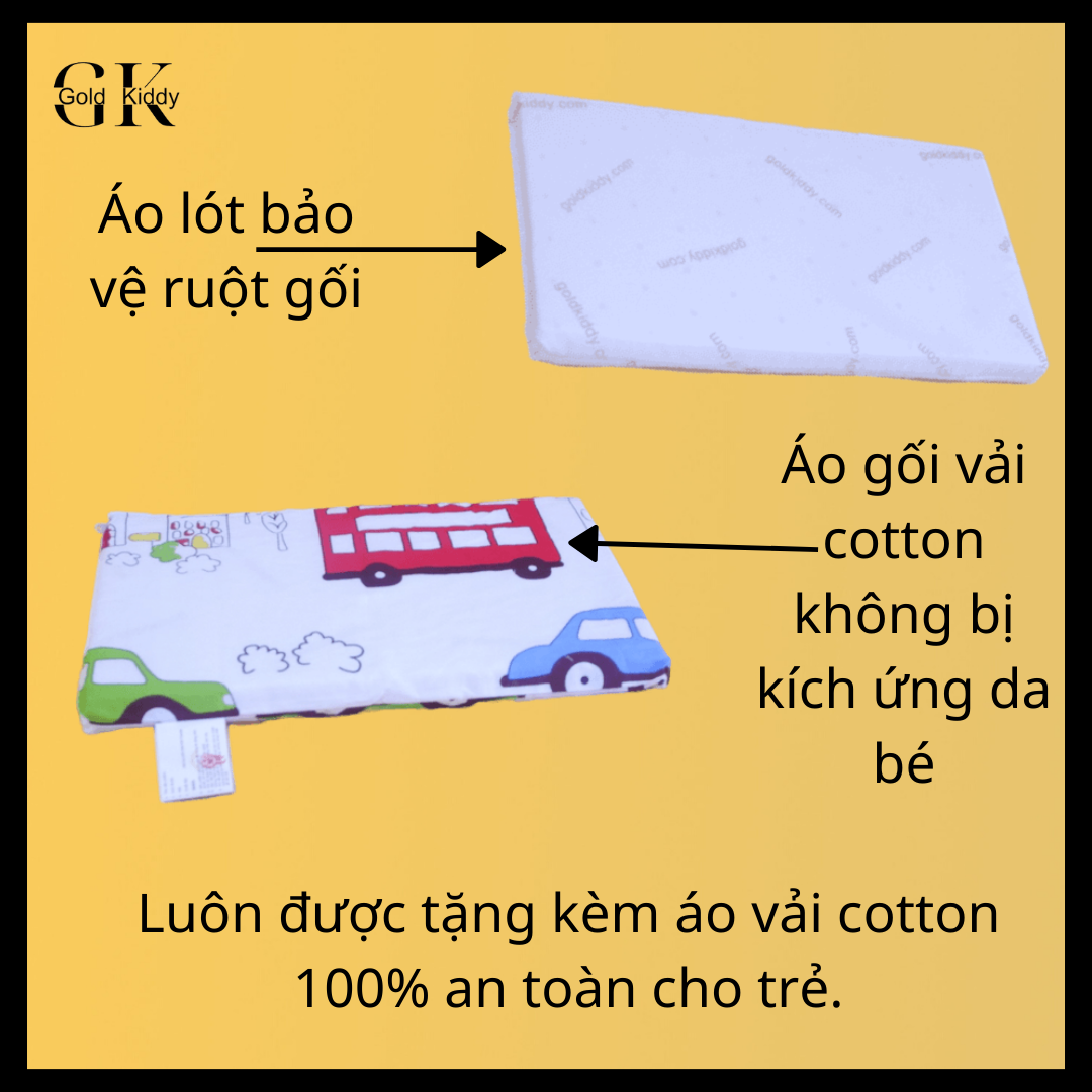 Gối cao su thiên nhiên trẻ em Gold Kiddy 20x40x2.5cm