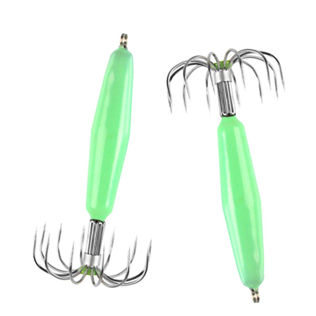 3xStainless Steel Luminous Squid Jig Hook Barrel Umbrella Octopus Hook 7.2cm