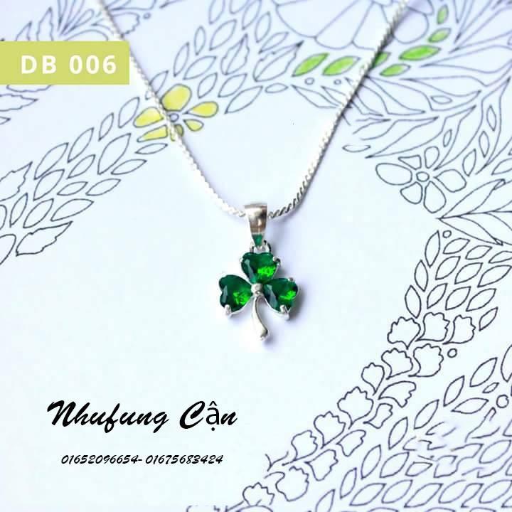 DÂY CHUYỀN CỎ 3 LÁ ĐÁ TRẮNG ĐÁ XANH LÁ CÂY