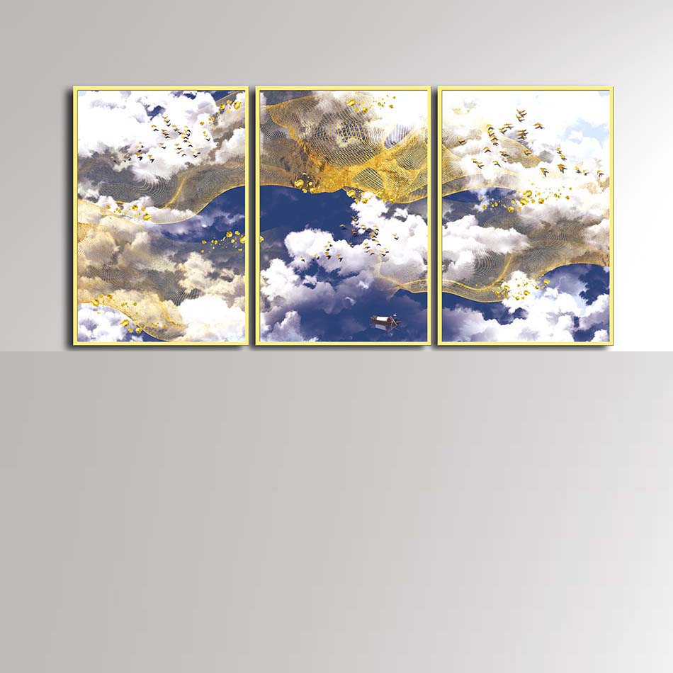 Bộ 3 tranh canvas treo tường Decor Họa tiết trừu tượng - DC037