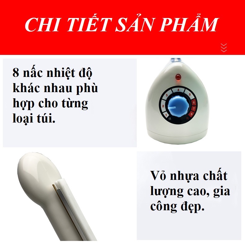 Máy hàn miệng túi nilon, túi zip chuyên dụng vỏ nhựa 200x2 ( màu trắng)