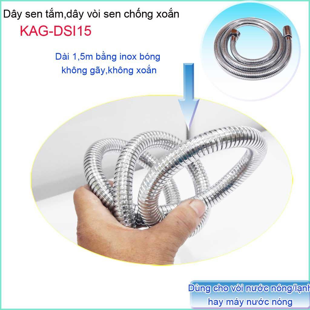 Dây vòi sen dài 1.5m, dây vòi xịt vệ sinh 1.5m chống xoắn KAG-DSI15