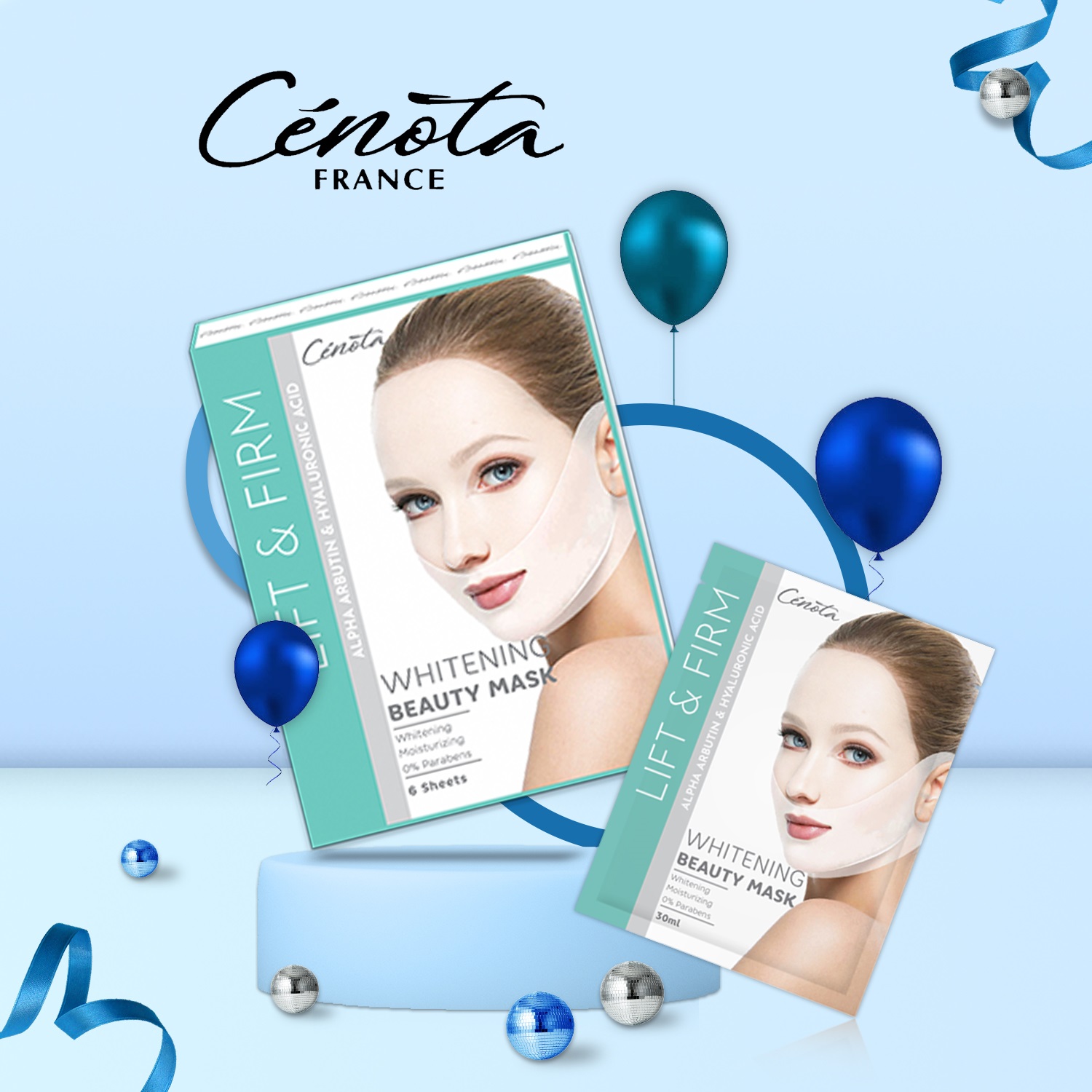 Mặt nạ trắng da Nâng cơ Tạo hình Vline Cenota Whitening Beauty Mask Hộp 6 Miếng