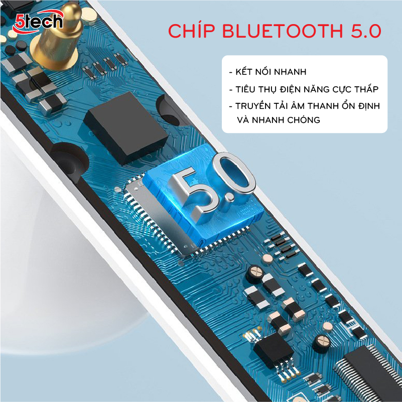 Tai nghe bluetooth 5TECH không dây hàng chính hãng, tai phone nhét tai TWS 5.0 kết nối nhanh, ổn định, màn hình LED nghe nhạc chơi game âm thanh cực đỉnh