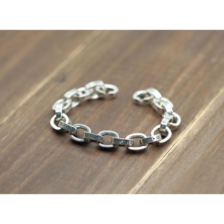 Lắc tay nam khắc bát nhã vòng tay nam bạc mặt xoay - Trang Sức Bạc Thái
