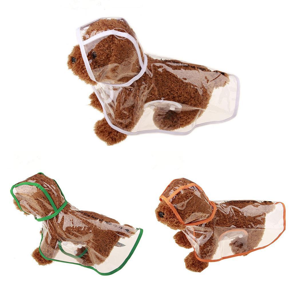 Transparent Dog Rain Coat Poncho Hooded Rain Jacket Hoodie Snowproof White L