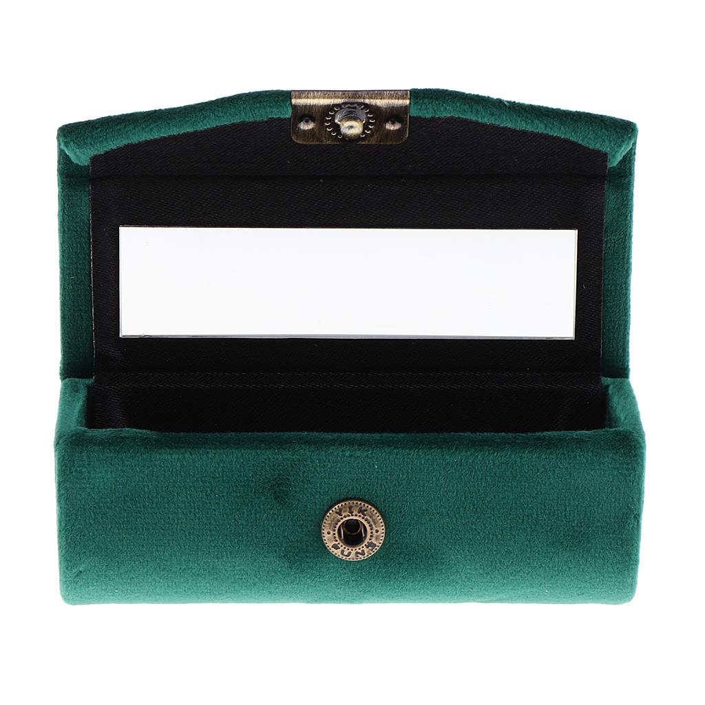 2Pcs Velveteen Box Makeup Lipstick Case Jewelry Cosmetics Mirror Container