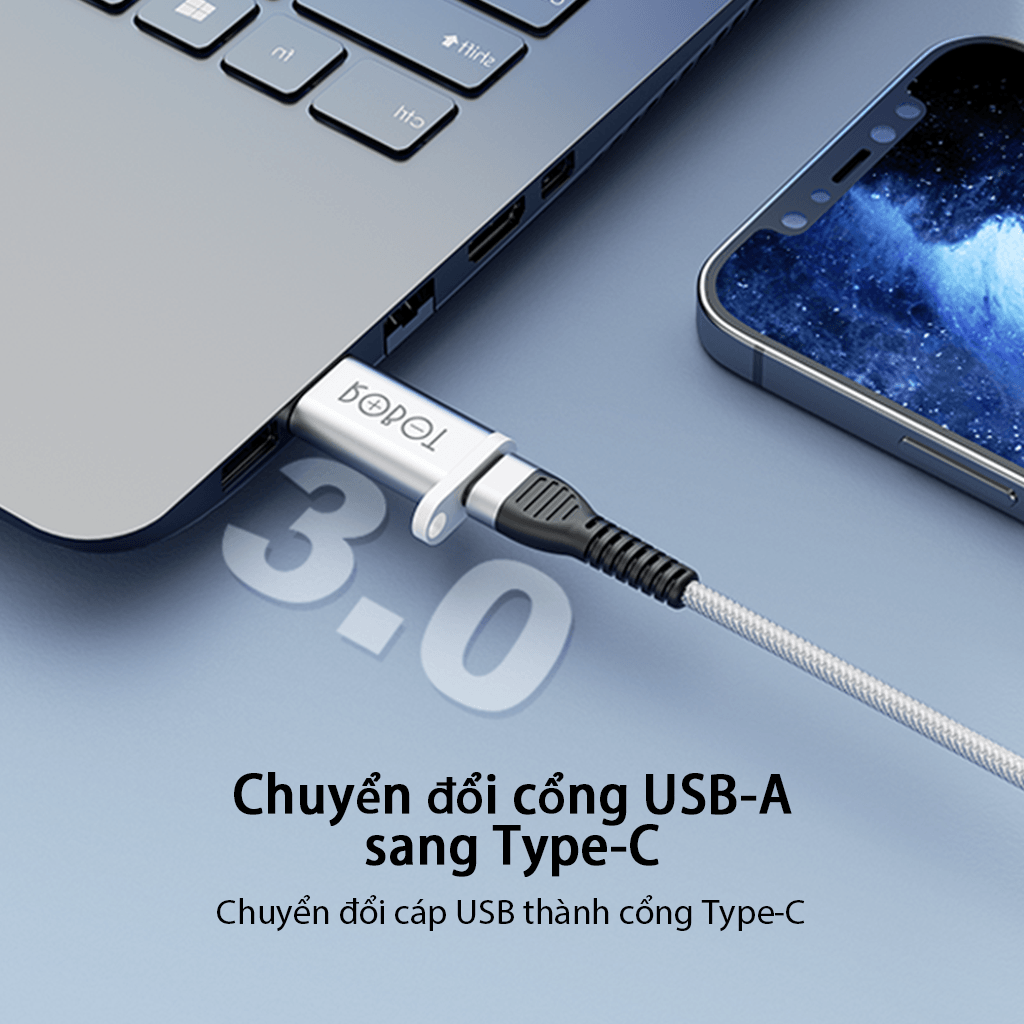 Đầu Chuyển Đổi OTG Cổng USB 3.0 Sang Type-C - ROBOT RT-OTG03 - Chất Liệu Vỏ Kim Loại - Hàng Chính Hãng