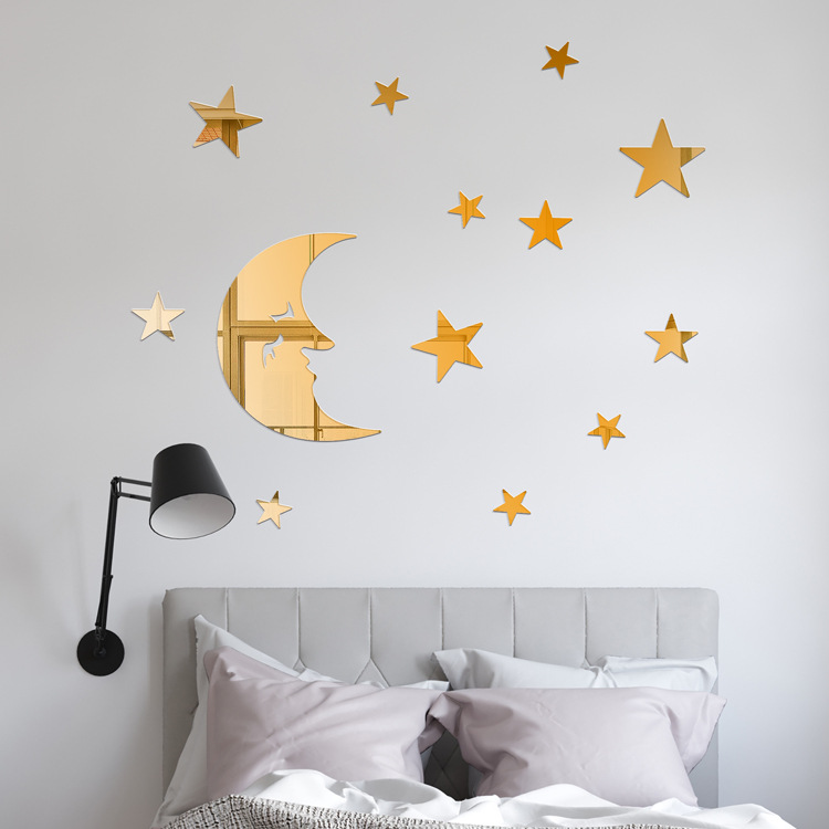 Bộ decal trang trí dán tường 3D sáng tạo cao cấp  Mặt trăng
