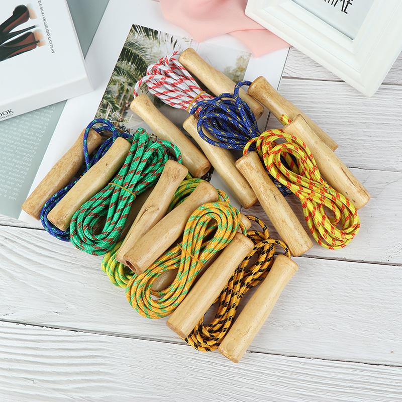 1 máy tính tay cầm bằng gỗ bỏ qua màu dây tập thể dục ngẫu nhiên Thiết bị tập thể dục thể thao thể thao nhiều người nhảy dây re