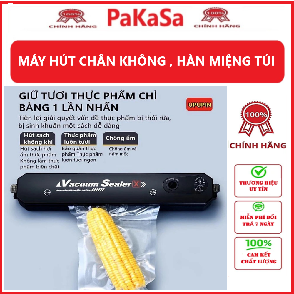 Máy hút chân không thực phẩm gia đình, bảo quản hàn miệng túi, hút khô ướt mềm, tặng kèm 10 túi hút chân không - Hàng chính hãng