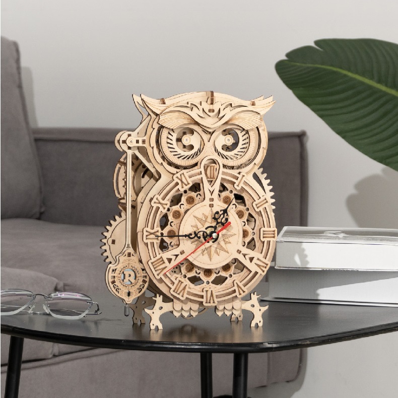 Mô hình Đồng hồ cơ hình Cú Owl Clock LK503 Battery Mechanical