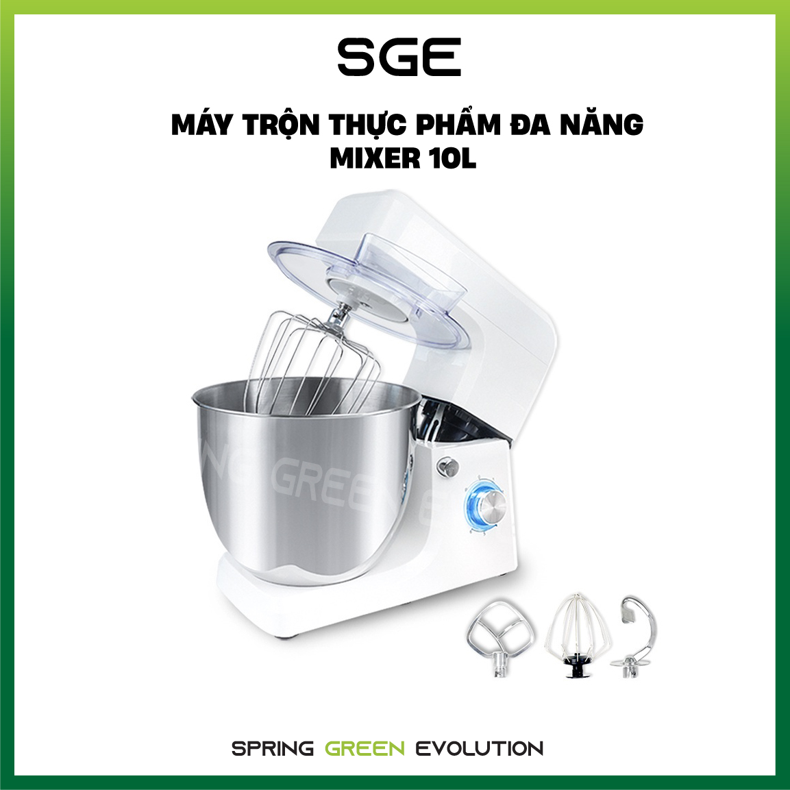 Máy Trộn Thực Phẩm, Máy Đánh Trứng, Máy Nhồi Bột, Máy Đánh Kem MIXER 10L Cao Cấp. Trộn Mọi Loại Thực Phẩm, Tốc Độ Cao, Tiết Kiệm Điện, Hàng Nhập Khẩu