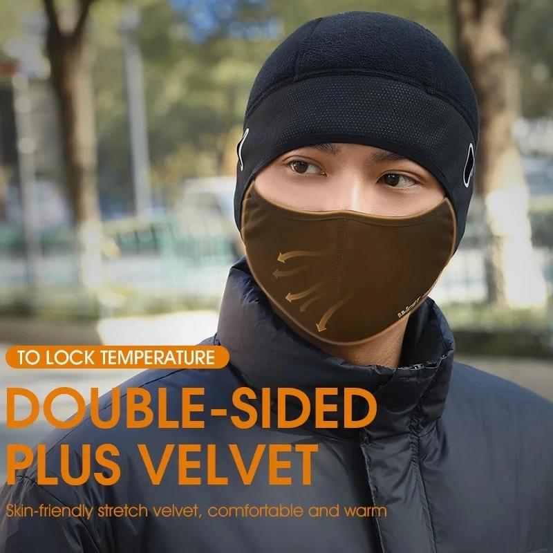 Lông cừu mùa đông Mặt nạ xe máy Giữ ấm Motocross Windproof Face Shield Mũ ấm cổ Mũ bảo hiểm Balaclava Mặt nạ trượt tuyết Color: 305 Black