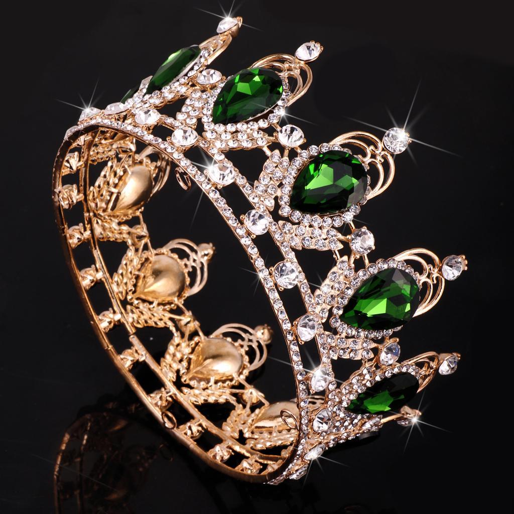Wedding Party Baroque Majestic Crown Queen Princess Fancy Dress Hat Green