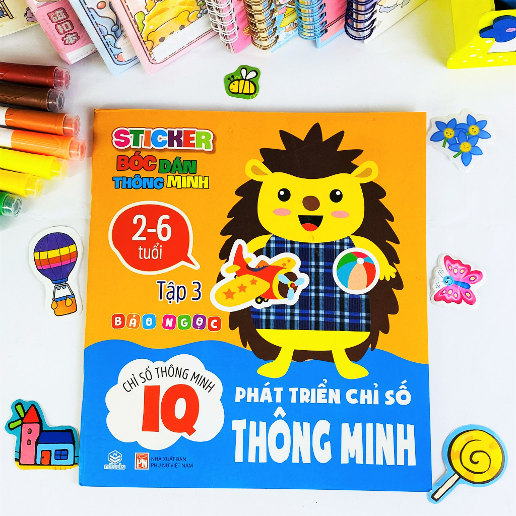Sách - Combo 3 Quyển Sticker Bóc Dán Thông Minh - Phát triển Chỉ số thông minh IQ 2-6 tuổi - Ndbooks