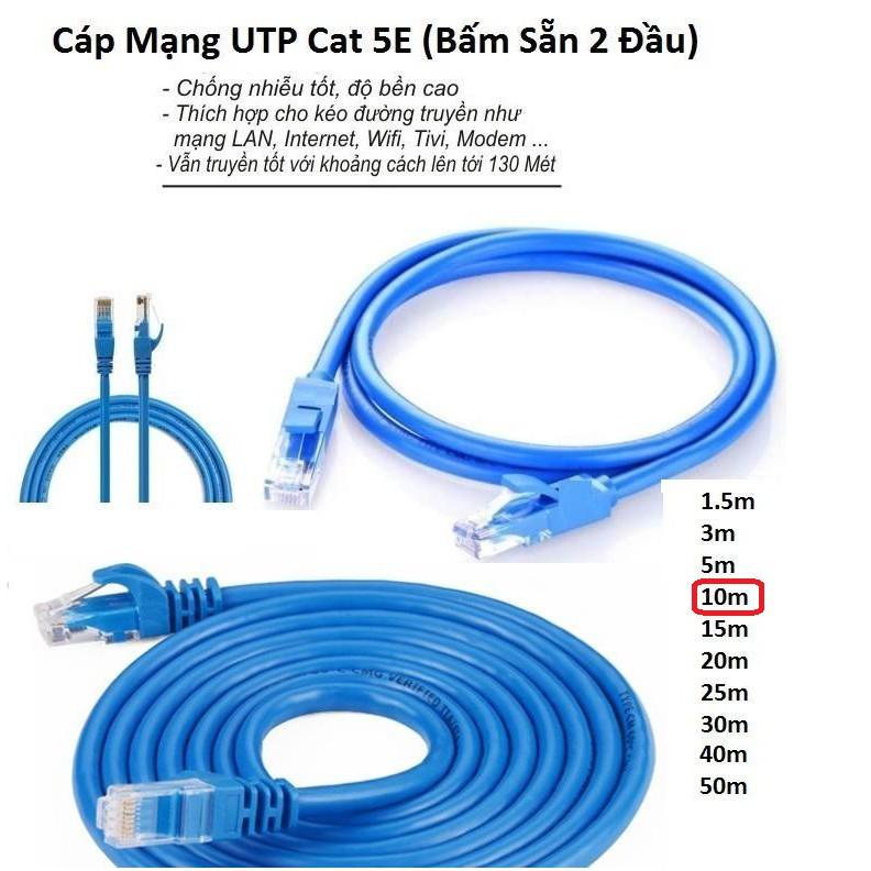 Cáp Mạng UTP Cat 5E Dây Xanh Cable Lan UTP Cat 5E -10m