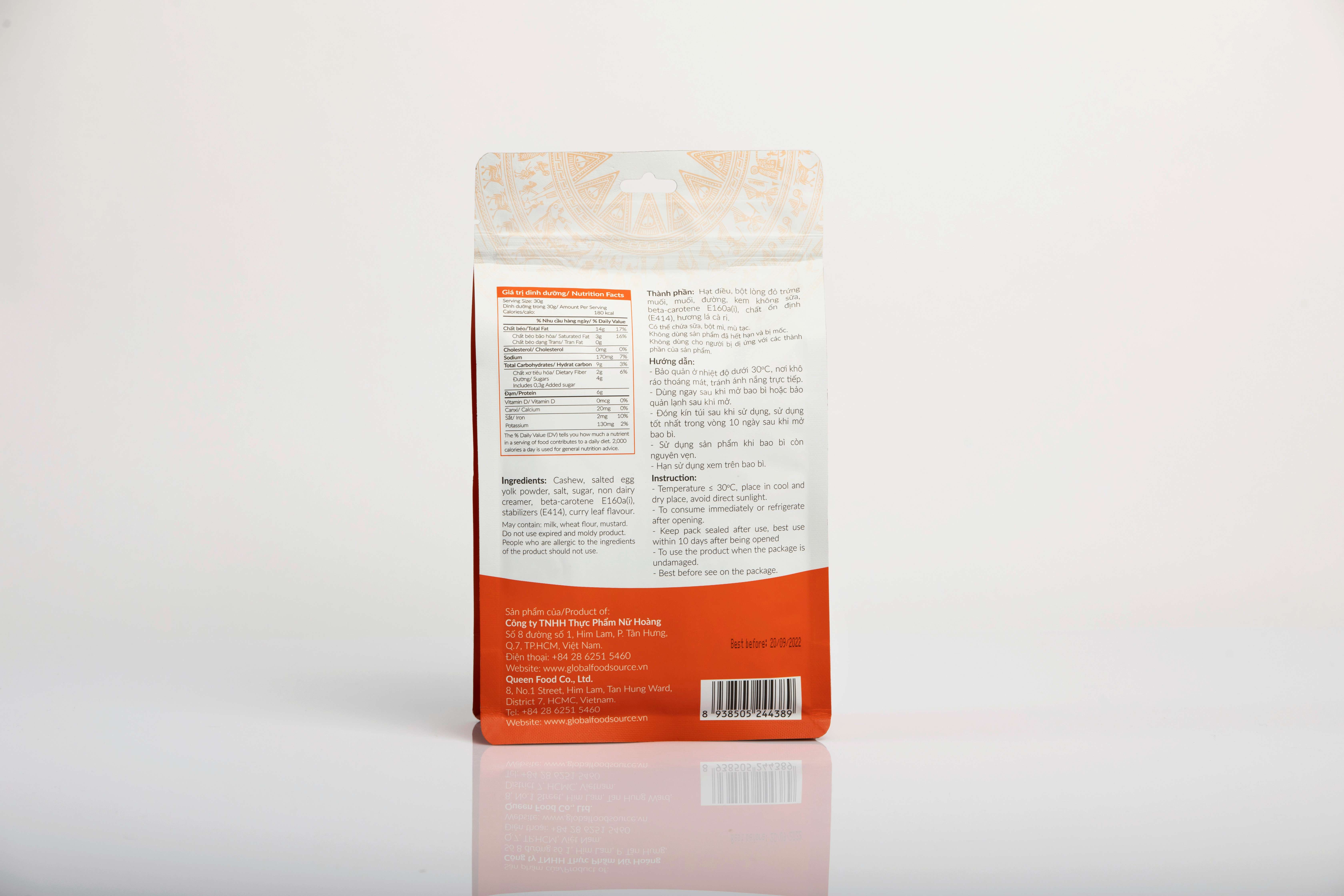 Hạt Điều Trứng Muối Only Nature 200gr / Túi Hàng Việt Nam Xuất Khẩu